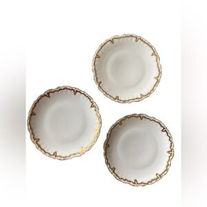 5 Vintage Limoges France Porcelain  Gold-Trimmed White small Plate 3 count